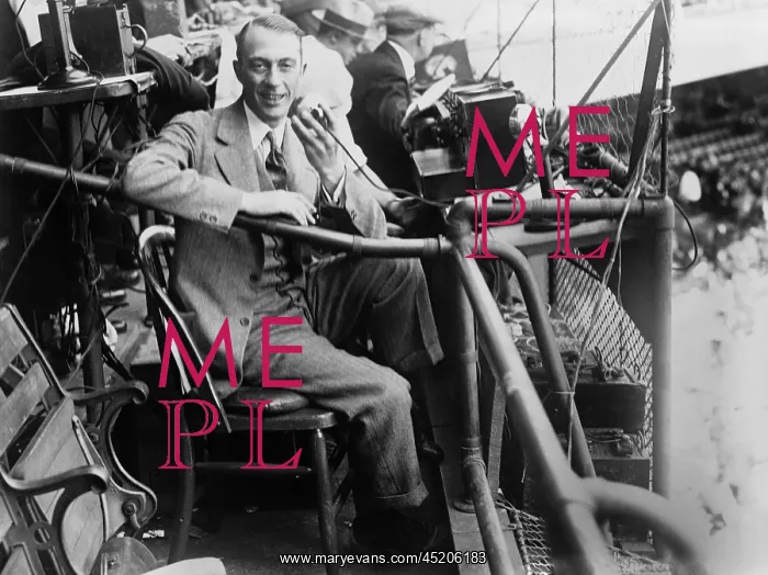 : Graham McNamee (1888-1942), in his box at ? : Graham McNamee (1888-1942), in his box at ?