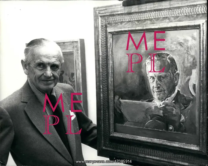 : Graham Sutherland with self-portrait : Graham Sutherland with self-portrait