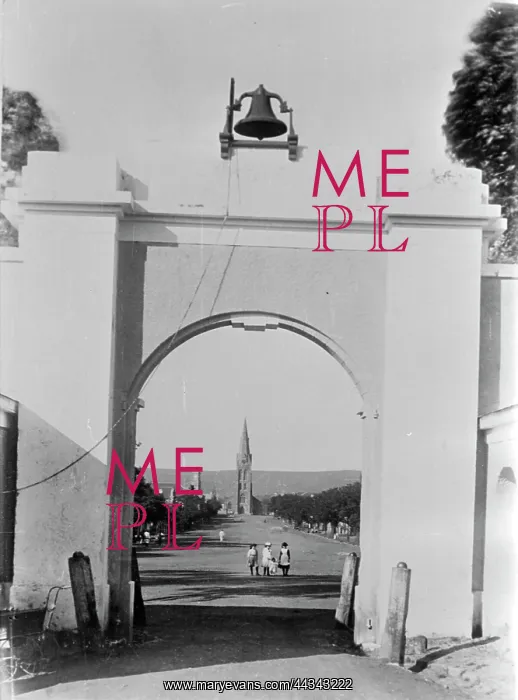 : Grahamstown: Drostdy Gate with curfew bell : Grahamstown: Drostdy Gate with curfew bell