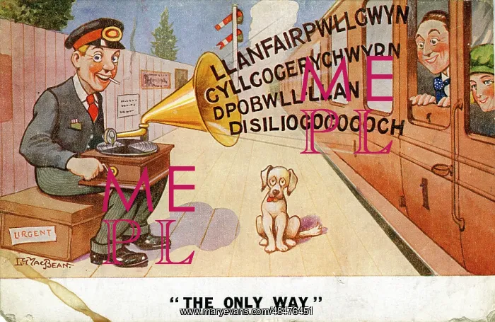 : Gramophone Comic Card, Llanfair, Wales : Gramophone Comic Card, Llanfair, Wales