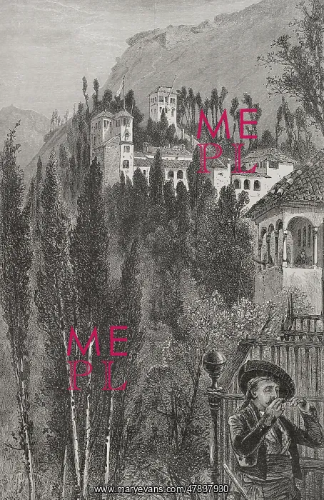 : Granada, Andalusia, Spain. The Generalife. 19th-century : Granada, Andalusia, Spain. The Generalife. 19th-century