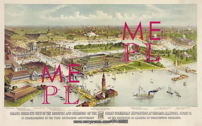 : Grand birds-eye view of the grounds and buildings of the gre : Grand birds-eye view of the grounds and buildings of the gre