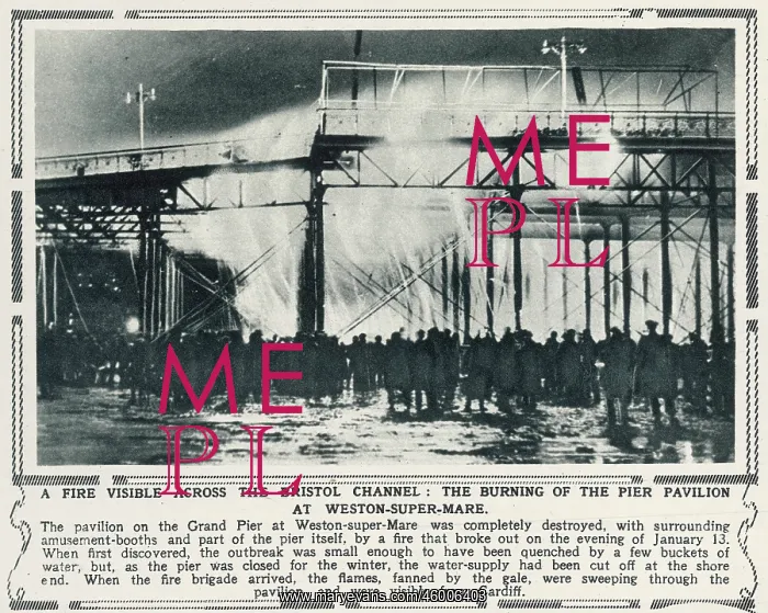 : Grand Pier at Weston-Super-Mare burns down in 1930 : Grand Pier at Weston-Super-Mare burns down in 1930