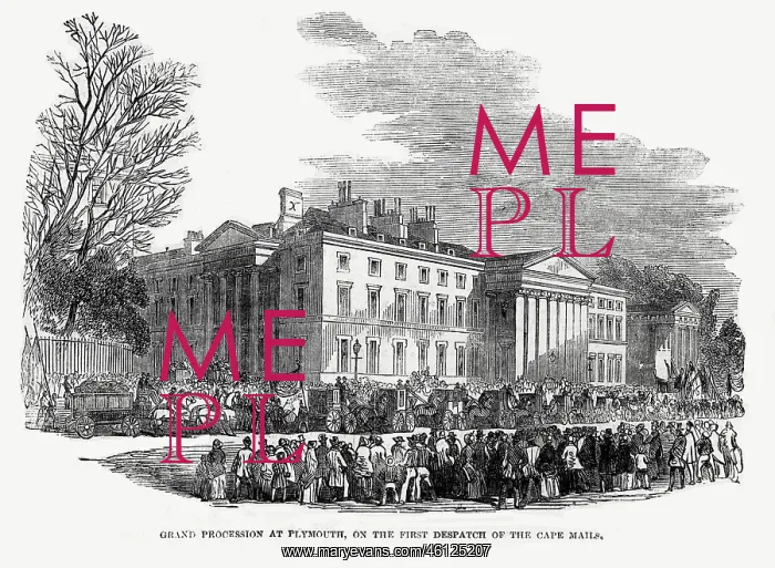 : Grand procession at Plymouth on first dispatch of Cape mails : Grand procession at Plymouth on first dispatch of Cape mails