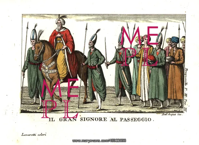 : The Grand Seigneur on a stroll with his retinue : The Grand Seigneur on a stroll with his retinue