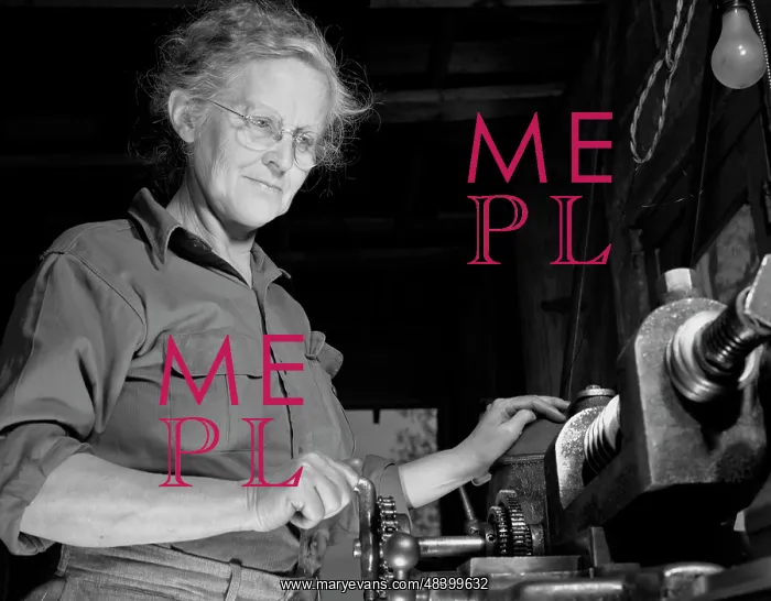 : A grandmother cutting gears in her garage : A grandmother cutting gears in her garage