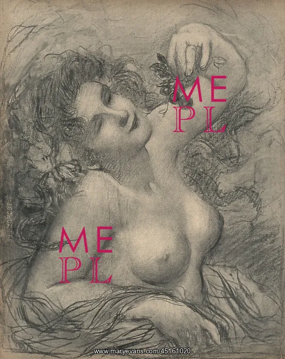 : Grapes. A portrait sketch of a young lady dangling a small bunch of grapes above her mouth : Grapes. A portrait sketch of a young lady dangling a small bunch of grapes above her mouth