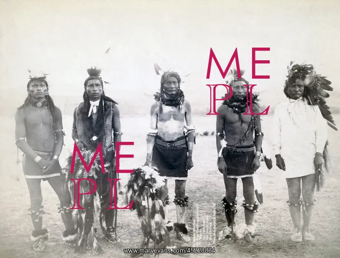 : Five Grass dancers in ceremonial clothing. ? : Five Grass dancers in ceremonial clothing. ?