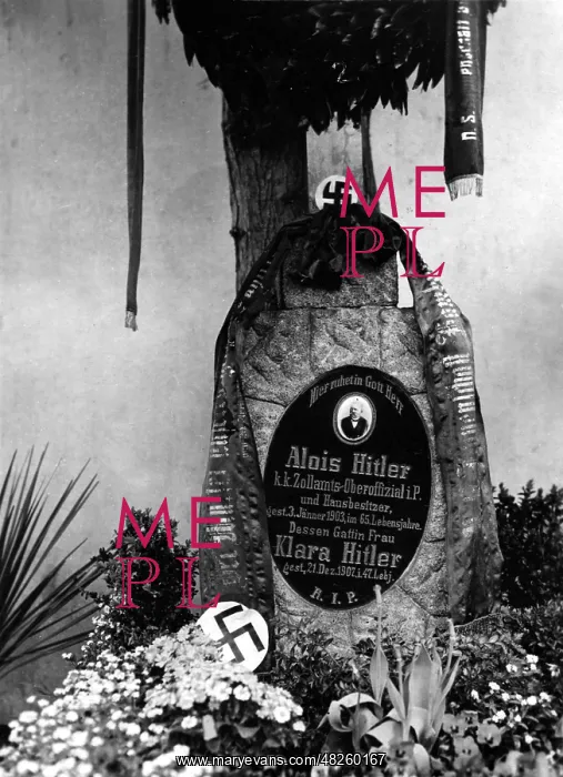 : Gravestone of Adolf Hitler's parents, 1930 : Gravestone of Adolf Hitler's parents, 1930