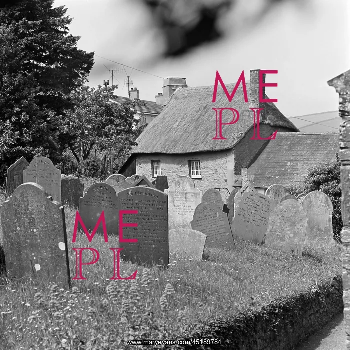 : Graveyard. Tombstones sticking out of the ground of a graveyard in Devon in the foreground : Graveyard. Tombstones sticking out of the ground of a graveyard in Devon in the foreground