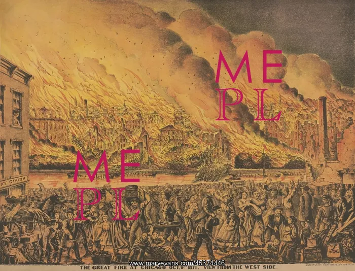 : Great Chicago Fire, Oct. 9, 1871. People escape : Great Chicago Fire, Oct. 9, 1871. People escape