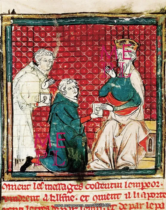 : Great Chronicles of France (14th c.). Two messengers : Great Chronicles of France (14th c.). Two messengers