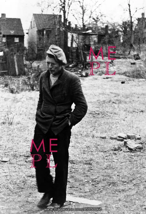 : The Great Depression. A poor man walking through : The Great Depression. A poor man walking through