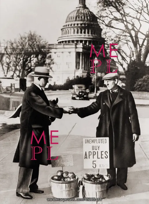 : The Great Depression. Unemployed man sells ? : The Great Depression. Unemployed man sells ?