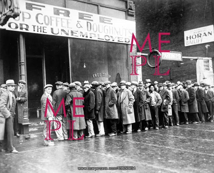 : The Great Depression. Unemployed men queued outside : The Great Depression. Unemployed men queued outside
