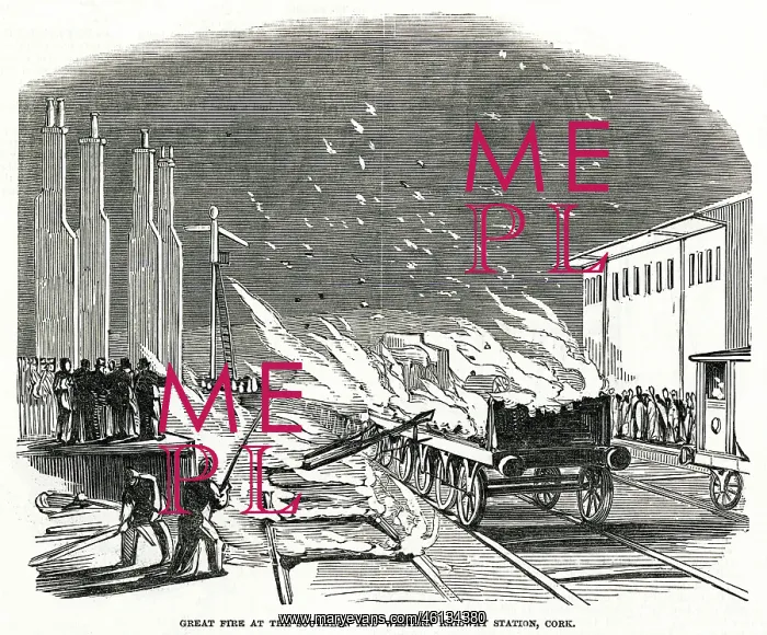 : Great Fire at Cork Station 1850 : Great Fire at Cork Station 1850