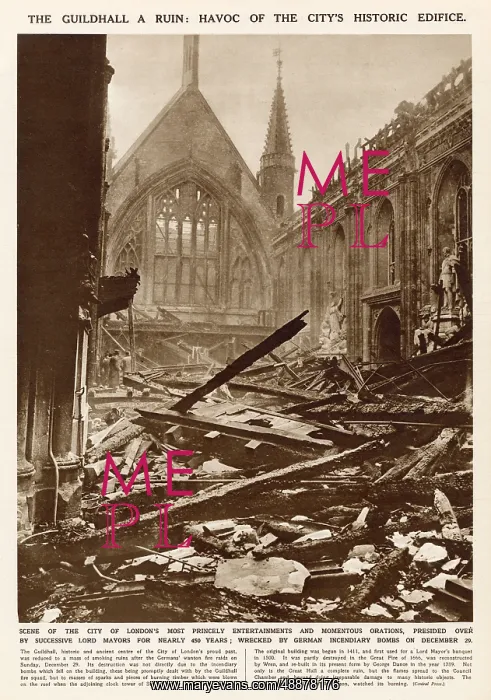 : The Great Hall of the Guildhall, bombed during Blitz : The Great Hall of the Guildhall, bombed during Blitz