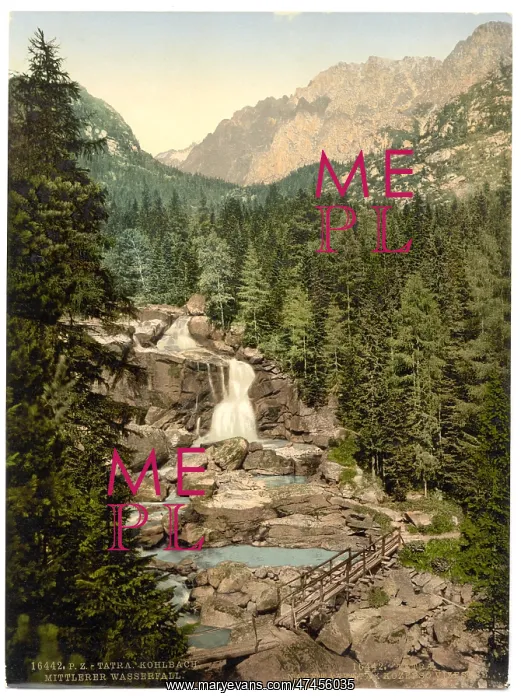 : Great Kohlbach, Middle Waterfall, Tatra, Austro-Hungary : Great Kohlbach, Middle Waterfall, Tatra, Austro-Hungary