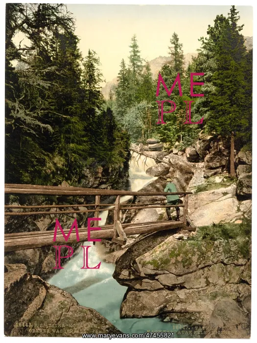 : Great Kohlbach, Upper Waterfall, Tatra, Austro-Hungary : Great Kohlbach, Upper Waterfall, Tatra, Austro-Hungary