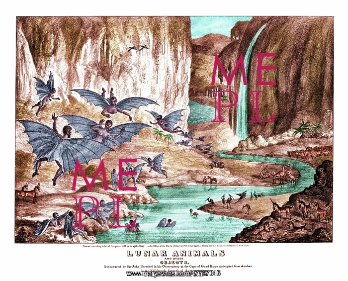 : The Great Moon Hoax, Lunar Animals, 1835 : The Great Moon Hoax, Lunar Animals, 1835