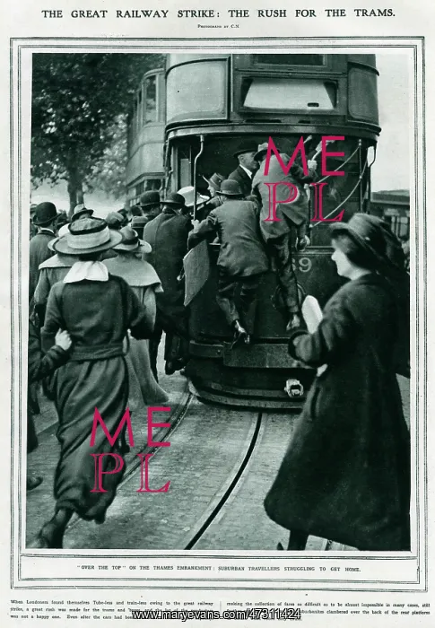 : Great railway strike, crowded tram 1919 : Great railway strike, crowded tram 1919