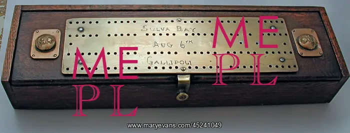 : Great War oak games box with handmade cribbage lid : Great War oak games box with handmade cribbage lid