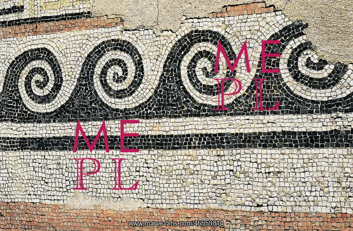  : GREECE. CYCLADES. Delos. Geometric motifs mosaic. Greek art. Mosaic