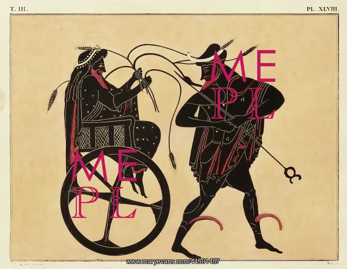 : Greek Amphora, showing Triptolemus and Hermes : Greek Amphora, showing Triptolemus and Hermes