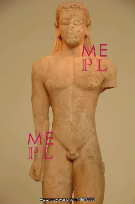 : Greek Art. Kouros dedicated to Poseidon. VII century B.C : Greek Art. Kouros dedicated to Poseidon. VII century B.C
