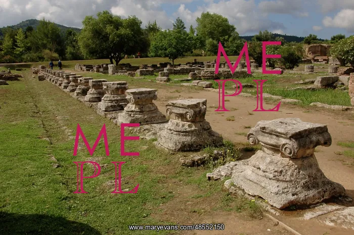 : Greek Art. Leonidaion. Ionic capitals. Olympia. Greece : Greek Art. Leonidaion. Ionic capitals. Olympia. Greece
