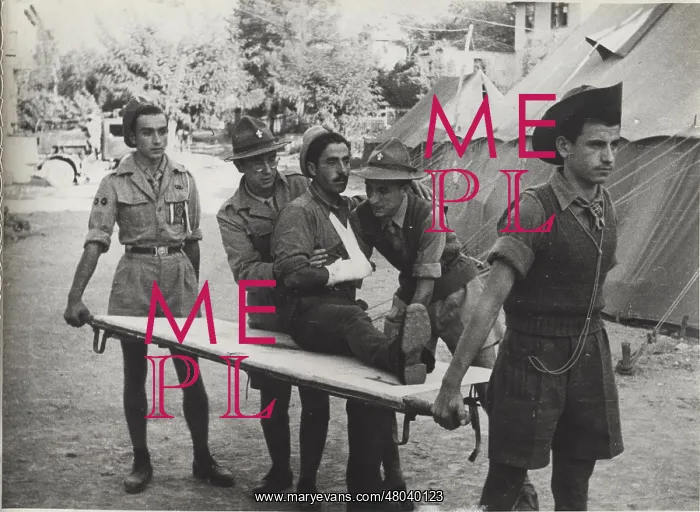 : Greek boy scouts at camp : Greek boy scouts at camp