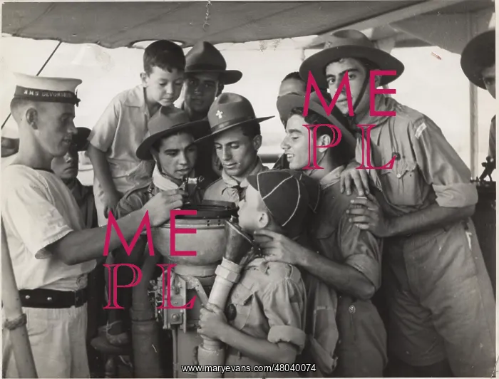 : Greek boy scouts on HMS Devonshire in Egypt : Greek boy scouts on HMS Devonshire in Egypt