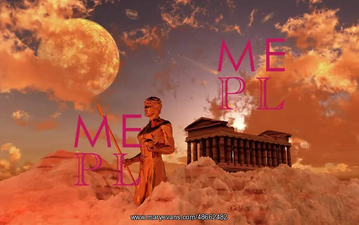 : A Greek God guarding a temple on top of Mount Olympus : A Greek God guarding a temple on top of Mount Olympus