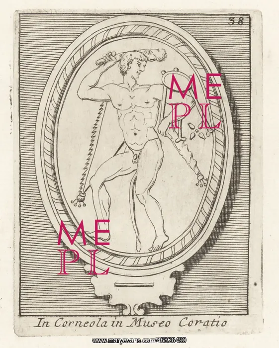 : Greek hero Heracles taking the Delphic tripod : Greek hero Heracles taking the Delphic tripod
