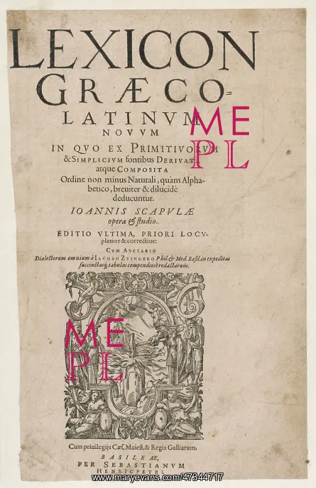 : GREEK-LATIN DICTIONARY : GREEK-LATIN DICTIONARY