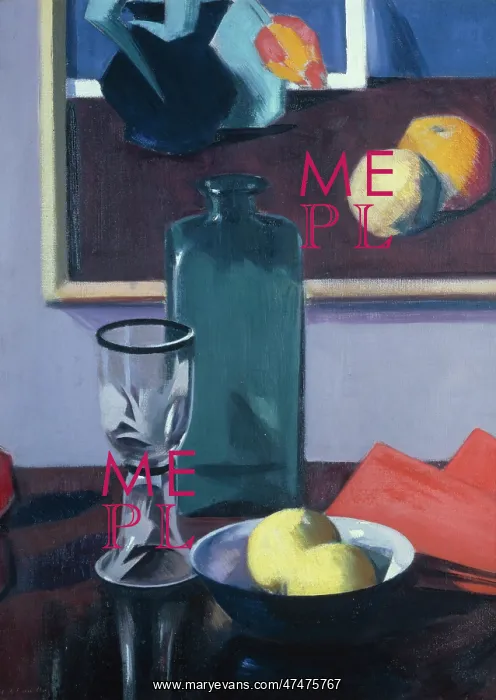 : Green Bottle ' with goblet, fruit in bowl etc : Green Bottle ' with goblet, fruit in bowl etc
