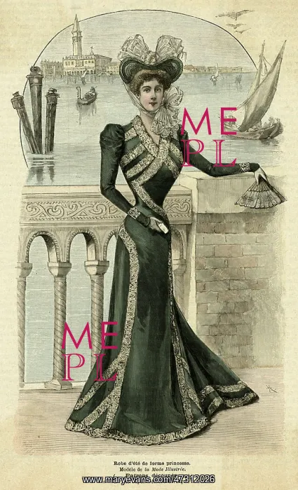 : Green Dress 1899 : Green Dress 1899
