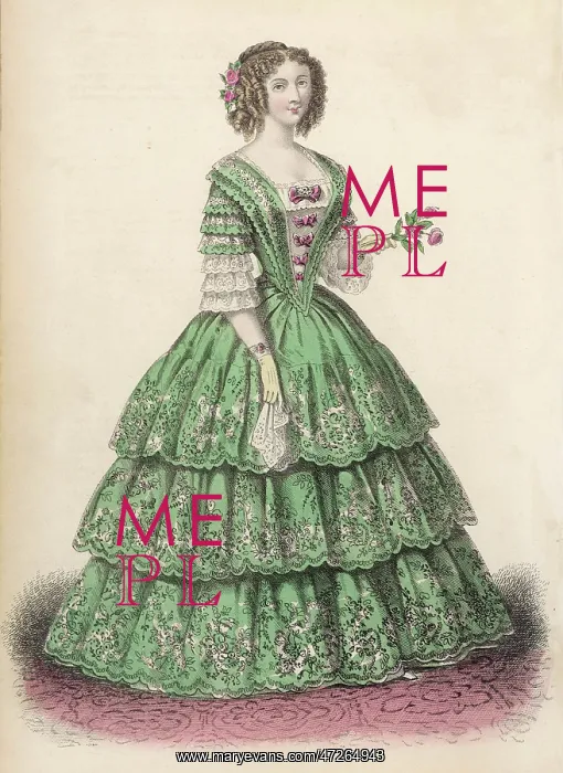 : Green Dress Early 1850s : Green Dress Early 1850s