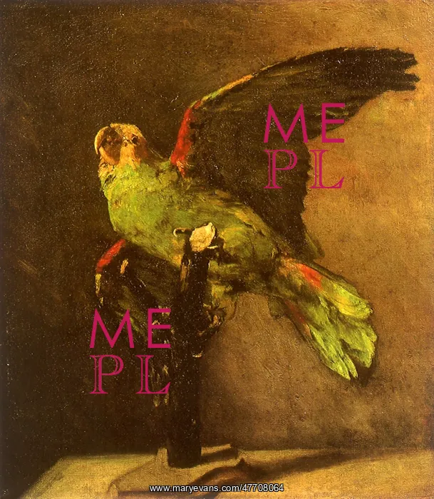 : Green Parrot on Perch, by Van Gogh : Green Parrot on Perch, by Van Gogh