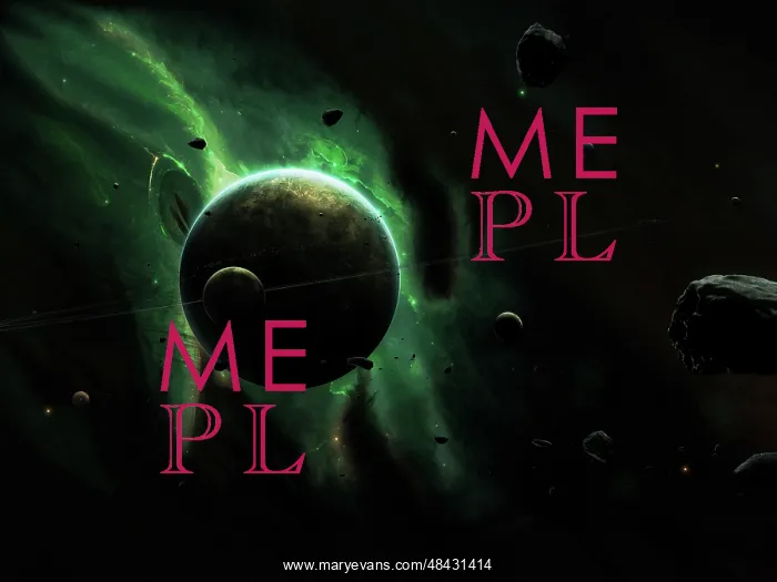 : A green planet surrounded by several larger and smaller ? : A green planet surrounded by several larger and smaller ?