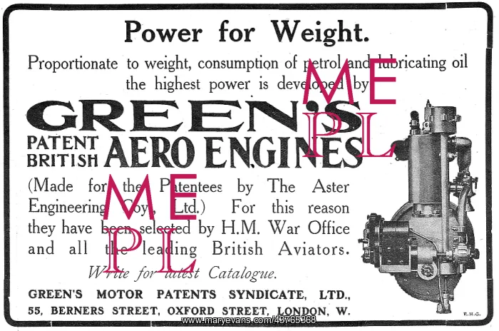 : Greens Aeroplane Engines (Aster Engineering) : Greens Aeroplane Engines (Aster Engineering)