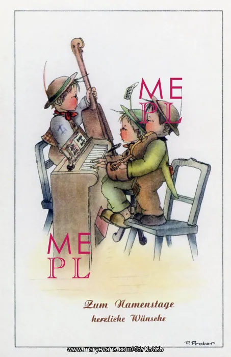 : Greeting card, name day, 1930s-1940s : Greeting card, name day, 1930s-1940s