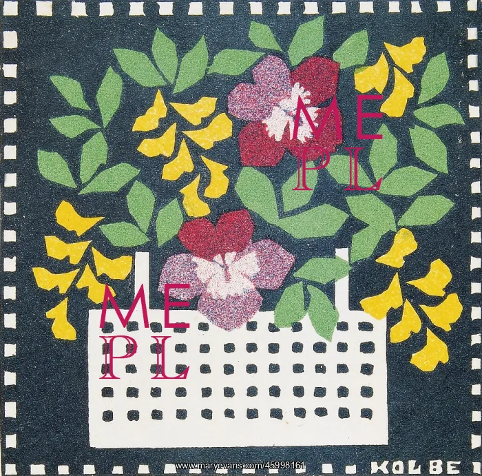 : Greeting card with flower basket : Greeting card with flower basket