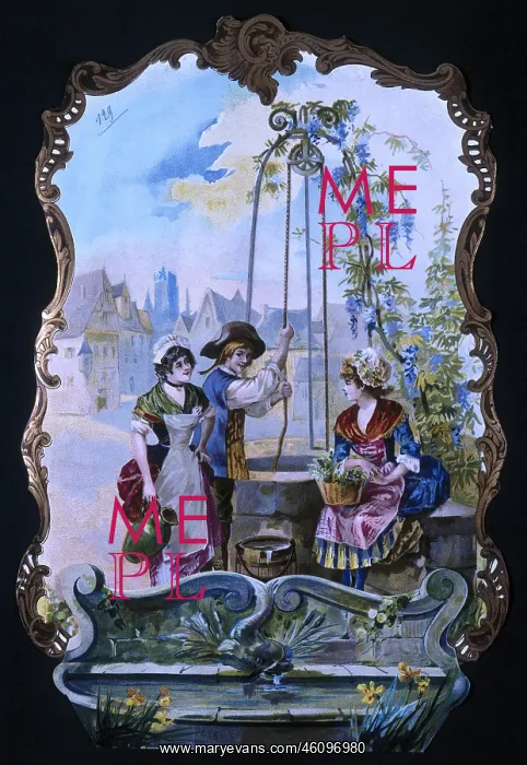 : Greeting card made of precious paper with a chromolithograph : Greeting card made of precious paper with a chromolithograph