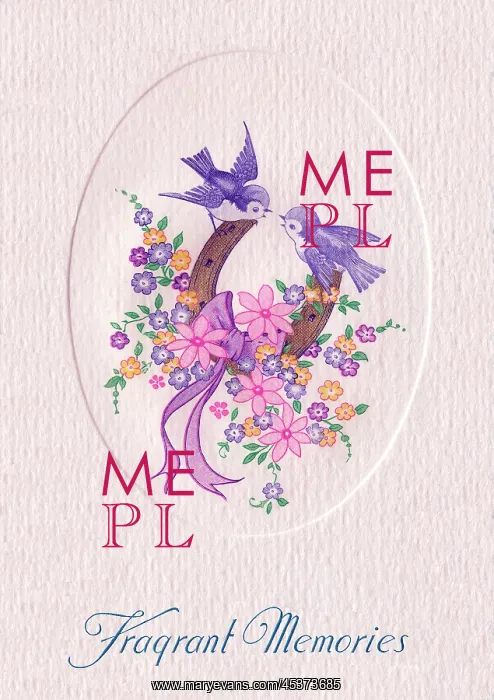 : Greetings card with birds - Fragrant Memories : Greetings card with birds - Fragrant Memories