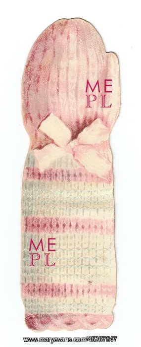 : Greetings card in the shape of a baby's knitted mitten : Greetings card in the shape of a baby's knitted mitten