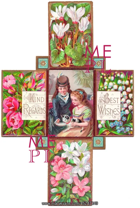 : Greetings card in the shape of a cross : Greetings card in the shape of a cross