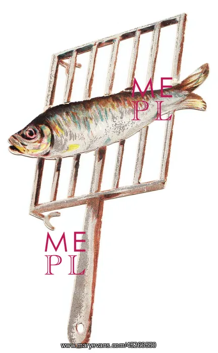  : Greetings card in the shape of a fish on a griddle