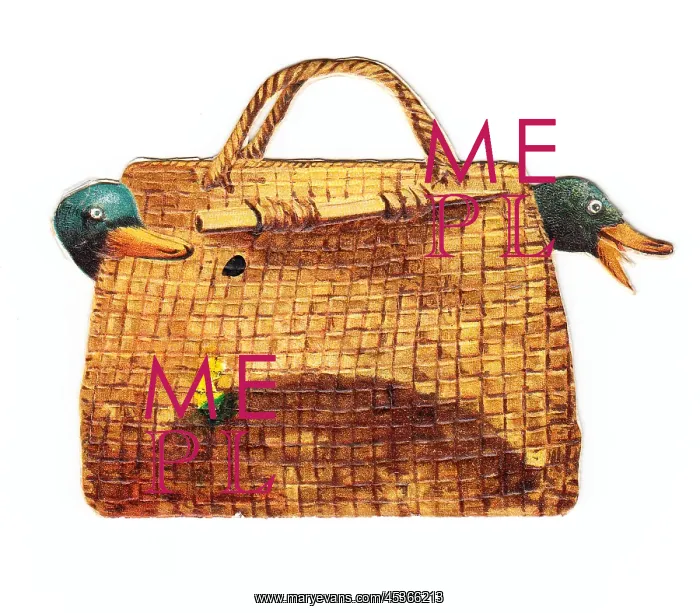 : Greetings card in the shape of a handbag, with ducks : Greetings card in the shape of a handbag, with ducks
