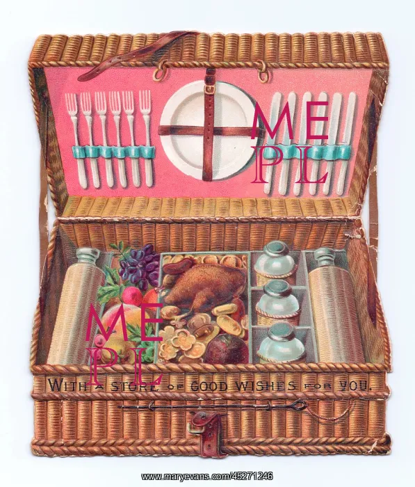 : Greetings card in the shape of a picnic basket : Greetings card in the shape of a picnic basket